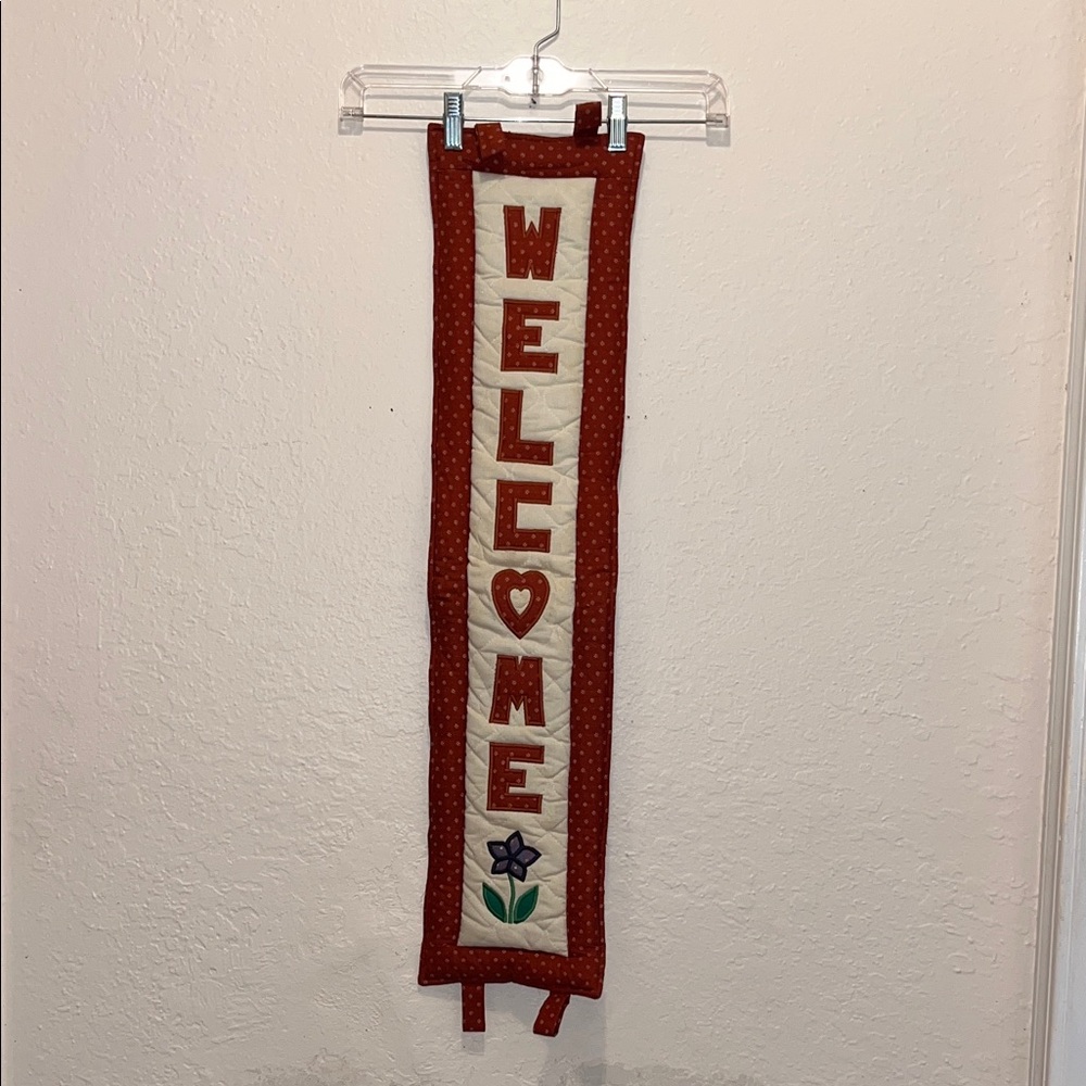 Vintage Quilted Welcome Banner Handmade Cottagecore